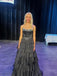 Formal Strapless Black A-line Beaded Long Evening Prom Dresses, MR0136