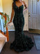 Strapless Dark Green Sequins Mermiaid Long Evening Prom Dresses, MR0137