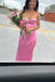 Sweetheart Side Slit Beaded Satin Mermaid Long Evening Prom Dresses, MR0143