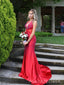 Mermaid Halter Red Sparkly Long Evening Prom Dresses, Mermaid Prom Dress, MR0162