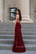 Elegant Red Sequins Spaghetti Straps Long Evening Prom Dresses, Mermaid Prom Dress, MR0165
