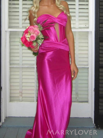 Mermaid Sweetheart Side Slit Satin Long Evening Prom Dresses, MR0166