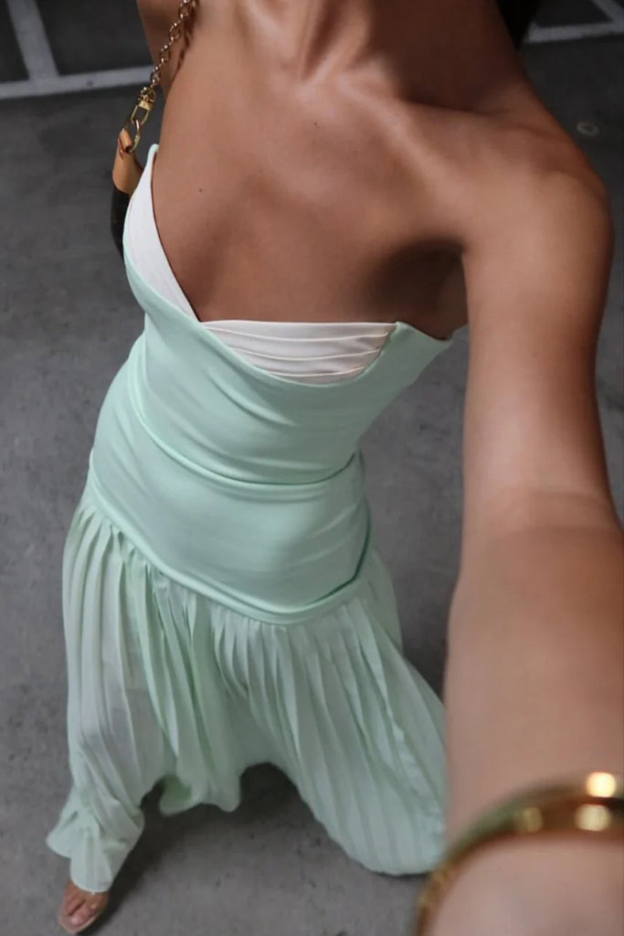 Gorgeous Sage Green Chiffon Sweetheart Long Evening Prom Dresses, Strapless Prom Dress, MR0168