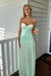 Gorgeous Sage Green Chiffon Sweetheart Long Evening Prom Dresses, Strapless Prom Dress, MR0168