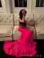 Unique Pink Mermaid Appliques Long Evening Prom Dresses, MR0172