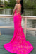 Unique Pink Mermaid Appliques Long Evening Prom Dresses, MR0172