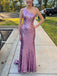 Purple Sequins Mermaid One Shoulder Long Evening Prom Dresses, MR0174