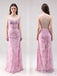 Pink Chiffon Spaghetti Straps Long Evening Prom Dresses, MR0176