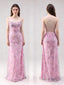 Pink Chiffon Spaghetti Straps Long Evening Prom Dresses, MR0176