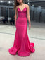 Gorgeous Pink Mermaid Spaghetti Straps Sparkly Long Evening Prom Dresses, MR0180