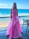 Lovely Hot Pink Organza Strapless A-line Long Evening Prom Dresses, MR0186
