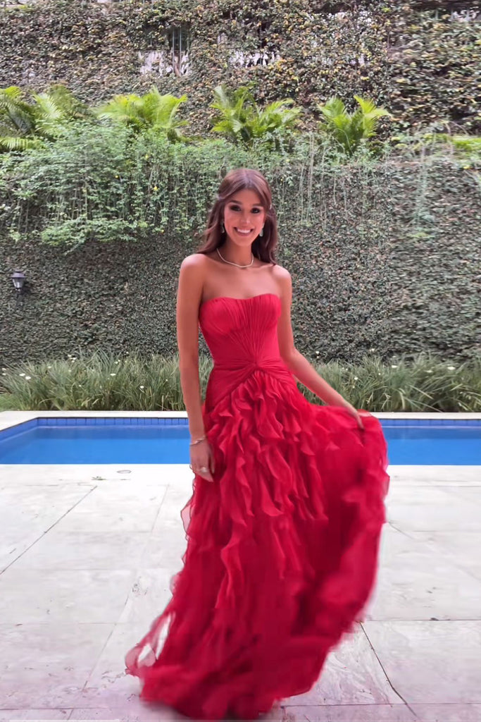 Formal Red Sweetheart Long Evening Prom Dresses, MR0188