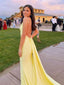 Sexy Yellow Mermaid Spaghetti Straps Long Evening Prom Dresses, MR0190