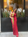 Elegant Burgundy Satin Mermaid Deep V-neck Long Evening Prom Dresses, MR0193