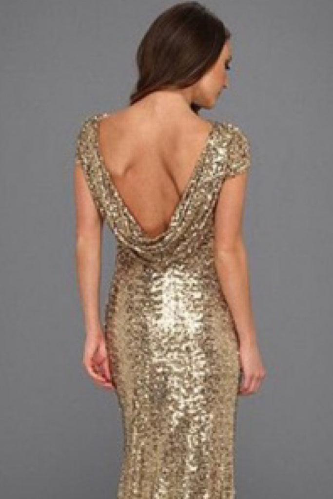 Morden Mermaid Gold Sequins Long Evening Prom Dresses, MR0206