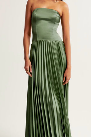 Unique Dusty Sage Green Strapless Long Simple Evening Prom Dresses, MR0207