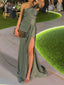 Mermaid Side Slit One Shoulder Long Evening Prom Dresses, MR0211