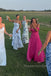 Strapless Blue Chiffon A-line Long Simple Evening Prom Dresses, MR0214