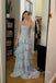 Grey Chiffon Strapless Long Evening Prom Dresses, MR0219