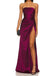 Mermaid Side Slit Satin Long Evening Prom Dresses Strapless, MR0223