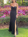 Sweetheart Mermaid Side Slit Black Long Evening Prom Dresses, MR0225