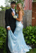 Formal Blue Sequins Appliques Mermaid Long Evening Prom Dresses, V-neck Prom Dress, MR0231