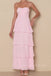 Sweetheart Pink Chiffon A-line Long Evening Prom Dresses, MR0232