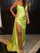 Elegant Green Satin Mermaid Strapless Long Evening Prom Dresses, MR0234
