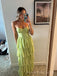 Green Chiffon Sweetheart Long Side Slit Evening Prom Dresses, MR0238