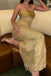 Sparkly Gold Mermaid Strapless Long Evening Prom Dresses, MR0246