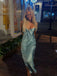 Simple Blue Spaghetti Straps Mermaid Long Evening Prom Dresses, MR0274