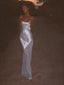 Sexy Mermaid Spaghetti Straps White Long Evening Prom Dresses, MR0293