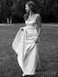 Formal White Satin Mermaid Long Evening Prom Dresses, Cheap Spaghetti Straps Wedding Dress, MR8853