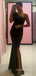 One Shoulder Dark Green Mermaid Long Evening Prom Dresses, Side Slit Custom Prom Dress, MR8866