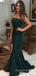 Dark Green Satin Strapless Long Evening Prom Dresses, Mermaid Prom Dress, MR8896