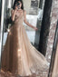 A-line Tulle Sweetheart Straps Long Evening Prom Dresses, Sparkly Prom Dress, MR8904