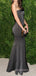Strapless Black Satin Long Evening Prom Dresses, Mermaid Custom Prom Dress, MR8915