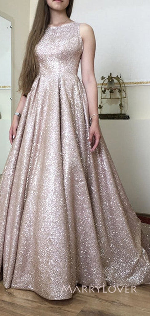 Sparkly A-line Sequins Formal Long Evening Prom Dresses, MR9020
