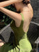Gorgeous Green Satin Mermaid Long Evening Prom Dresses, Side Slit Prom Dress, MR9036