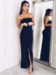 Strapless Mermiad Black Side Slit Long Evening Prom Dresses, MR9048