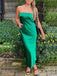 Strapless Emerald Green Satin Mermaid Long Evening Prom Dresses, Backless Prom Dress, MR9057