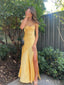 Gorgeous Satin Spaghetti Straps Mermaid Long Evening Prom Dresses, Side Slit Prom Dress, MR9060