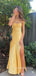 Gorgeous Satin Spaghetti Straps Mermaid Long Evening Prom Dresses, Side Slit Prom Dress, MR9060