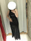 Unique Halter Black Sequins Mermaid Long Evening Prom Dresses, MR9143