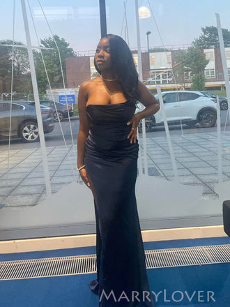 Sexy High Slit Strapless Mermaid Long Evening Prom Dresses, MR9212