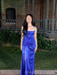 Sheath Mermaid Royal Blue Side Slit Long Evening Prom Dresses, MR9240