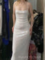 White Sequins Spaghetti Straps Mermaid Sparkly Long Evening Prom Dresses, MR9253
