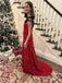 Sparkly Red Sequins Side Slit Long Evening Prom Dresses, MR9293