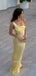 Sexy Satin Long Evening Prom Dresses, Yellow prom dress, MR9394