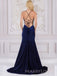 Sparkly Mermaid Pink Jersey Long Evening Prom Dresses, V-neck prom dress, MR9400